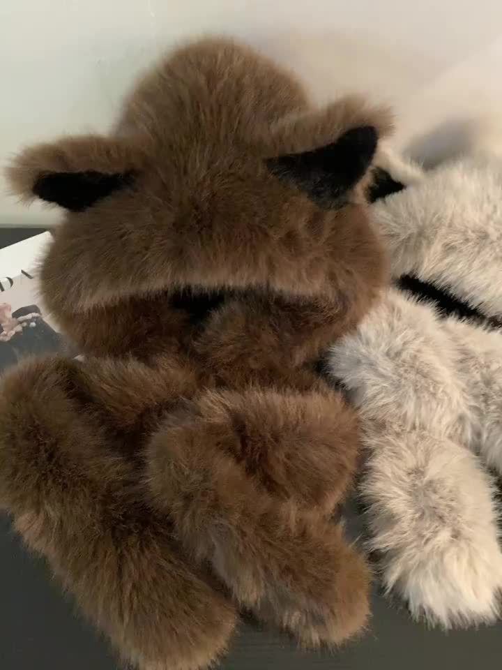 A Soft Polyester Faux Fur Cat Ear Hat with an Integrated Scarf