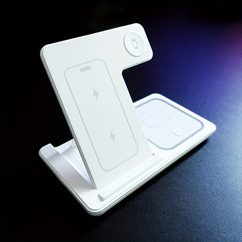 [Wireless Charging] Wireless Portable Magnetic Charging Station | 3-in-1 Charging Station | for iPhone 16 15 14 13 12 11 X Pro Max and Apple Watch and AirPods 4 3 Pro | Wireless Charging | for travel and gifting