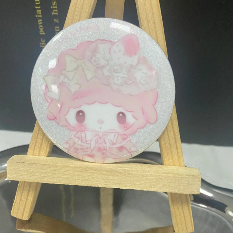 1 Sanrio badge, cute shiny pink Hello Kitty badge, charm melody badge decoration, practical clothes and schoolbag decoration, perfect birthday and holiday gifts