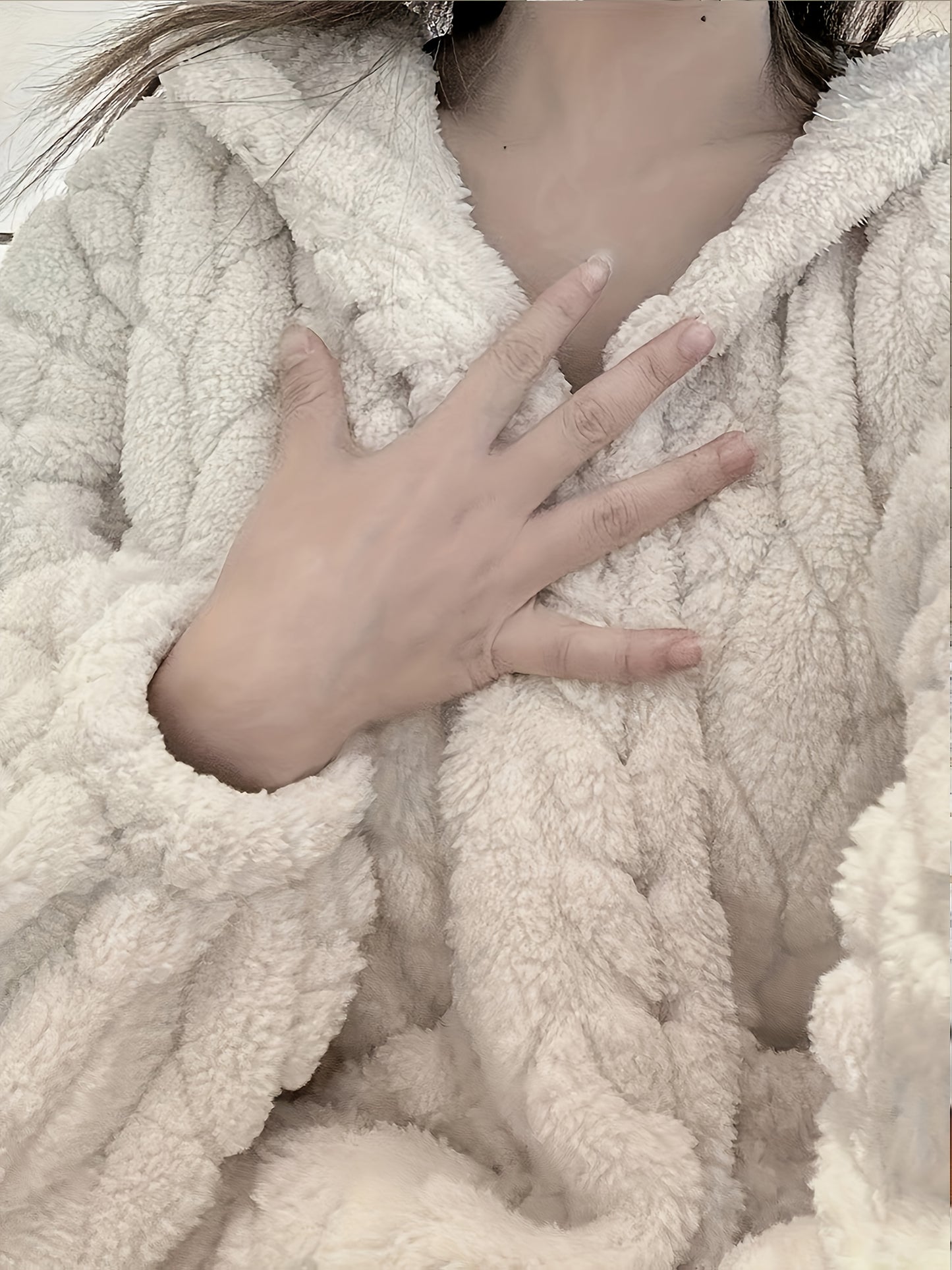 Cozy Coral Fleece Hooded Robe for Women - Long, Warm & Soft Lounge Dress with Pockets, Machine Washable - Perfect for Fall/Winter