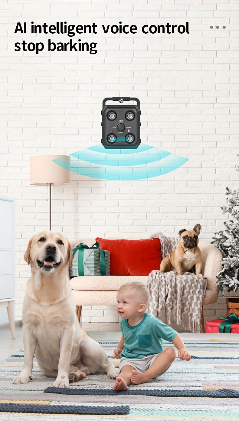 Soundwave technology Anti-Bark Device for Dogs & Humans, Rechargeable USB-Powered with 300Hz-30KHz Range, Intelligent Bark Recognition, 3 Training Modes, Automatic Stop Barking Detection, Quad-Core Soundwave Technology