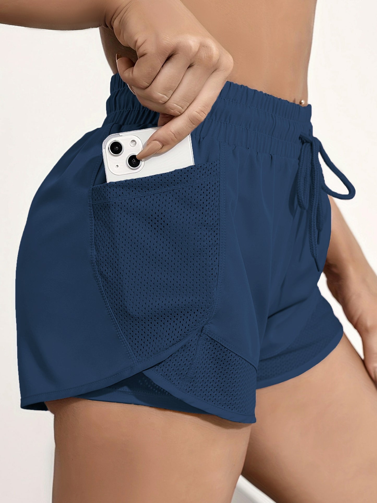2-in-1 Quick-Drying Women's Yoga Shorts With Mesh Pockets For Casual Fitness And Gym Workouts