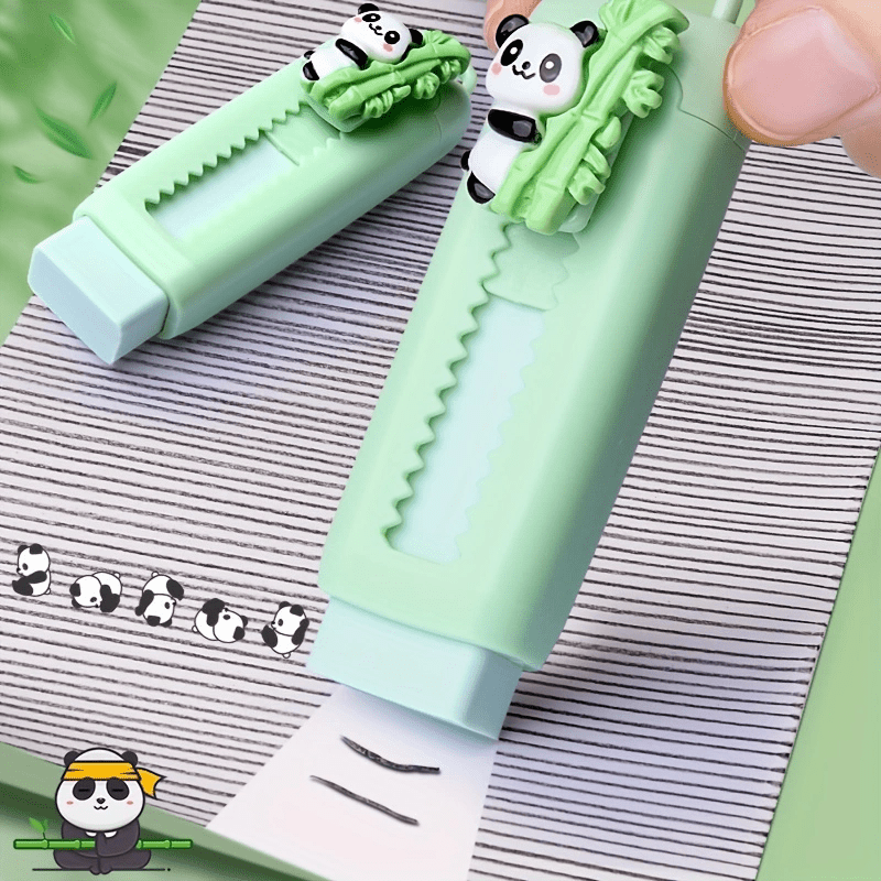 [15pcs Cute Panda Mechanical Pencil] 15pcs Cute Panda Mechanical Pencil Set with Refills & Erasers - 0.5mm Black Ink, Perfect for Writing, Drawing & Sketching, Kawaii, Tubes