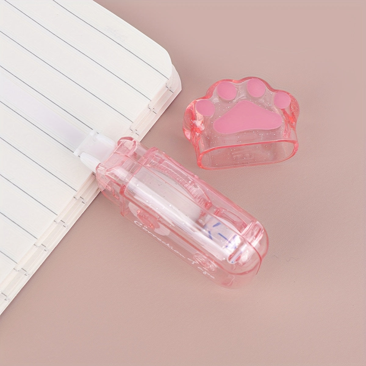 1pc Cat Claw Design Correction Tape, 6m Large Capacity, Transparent with Sequin Embellishments, Creative Mistake Correcting Essential, Ideal Gift for Friends, Plastic Material, No Battery Required