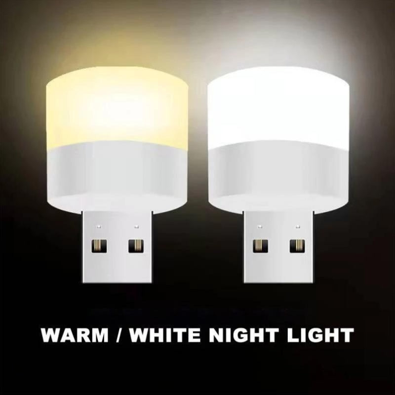10pcs Mini USB LED Night Light - Warm White Eye Protection Reading Lamp - USB Powered, Portable Downlight for Bedroom, Polished Finish, Button On/Off, Prong Bulb Base, Household Use