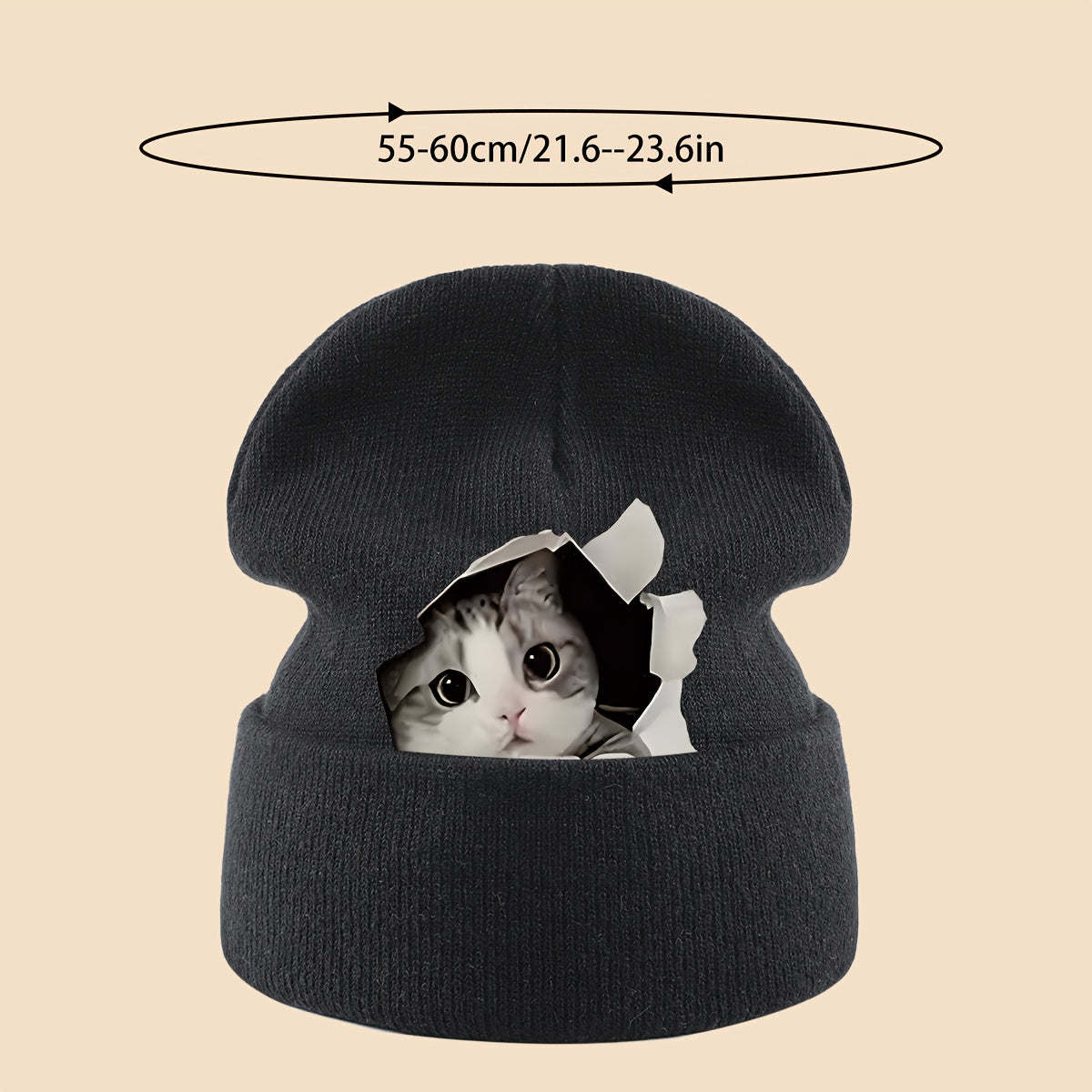 1pc Cozy Cat Peeking Through Hole Beanie l Wear