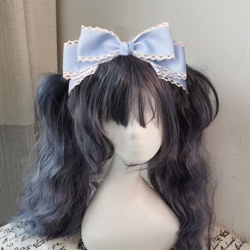 Chic Handmade Lolita style Bow Hairpin - Polyester & Spandex, Perfect for Cosplay & Anime Fashion Accessories