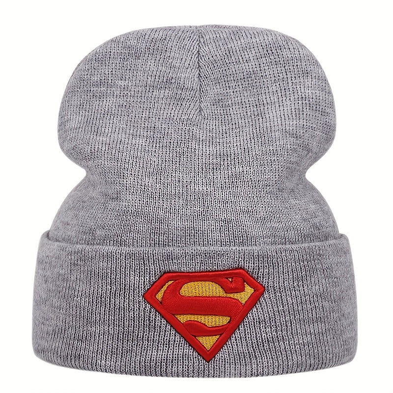 Warner Bros Batman & Superman Officially Licensed Embroidered Knit Hats - Black with Iconic Batman Logo & Superman Emblem, Winter Warmth for Comic Conventions, Outdoor Sports & Casual Attire - Unisex Adult & Youth Sizes (Offi