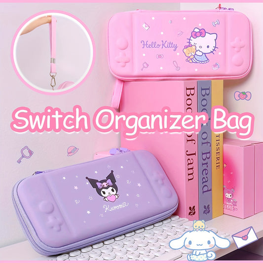 [Hellokitty Storage Bag] Sanrio Genuine Authorized Hellokitty Cinnamon Dog Kuromi Powder Blue And Purple Switch Storage Bag | Anti-Fall And Dirt-Resistant Portable Cute Creative Kawaii | for Adult Young Girls Going Out for a