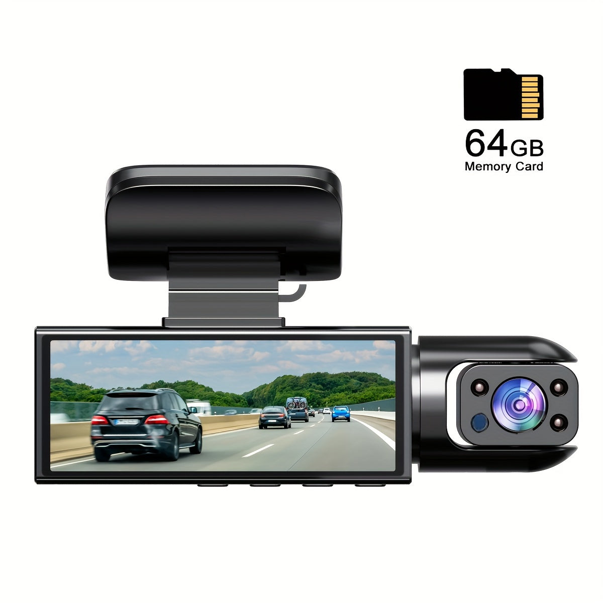 Dual Dash Cam A9, 3.16" Screen, 64G Included
