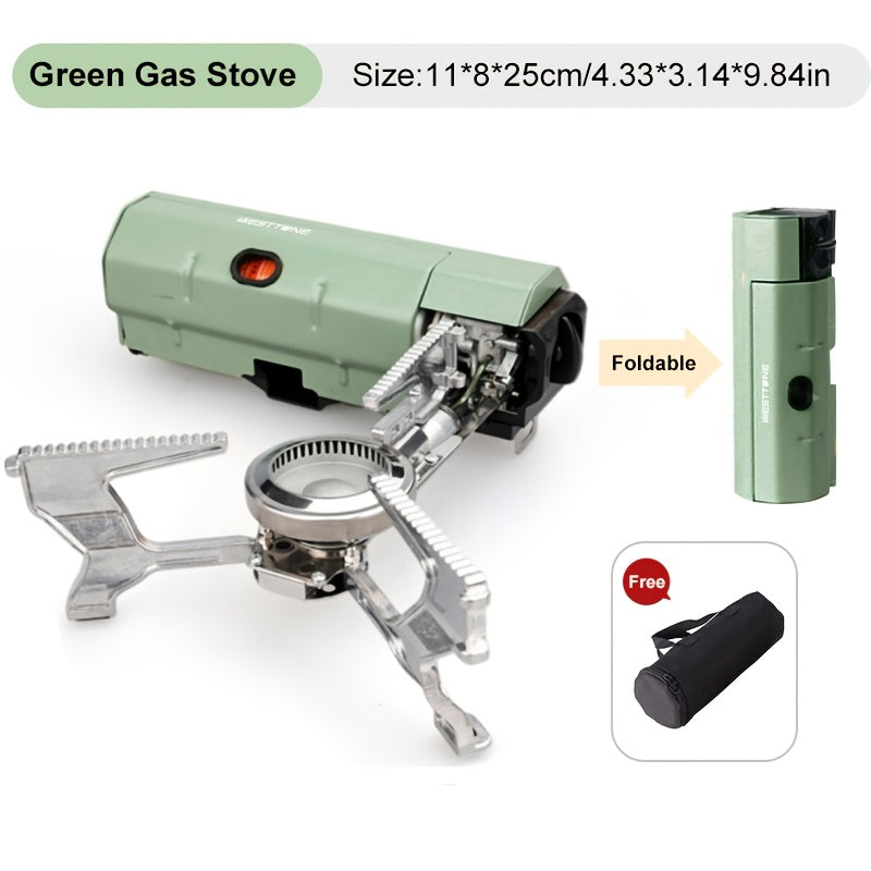 1pc WEST TUNE Portable Folding Camping Stove - Compact Outdoor Cooking Grill, Stainless Steel, Polished Finish, Ideal for BBQ, Fishing & Mountaineering, All-Season Use, Camping Cookware|Polished Finish|Stainless Steel Grate
