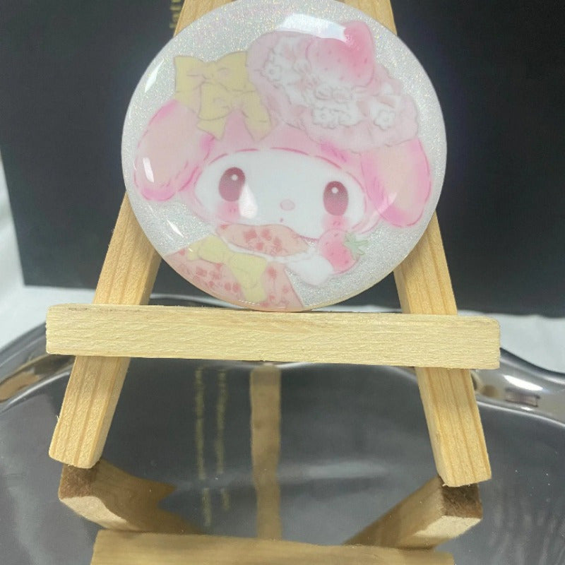 1 Sanrio badge, cute shiny pink Hello Kitty badge, charm melody badge decoration, practical clothes and schoolbag decoration, perfect birthday and holiday gifts