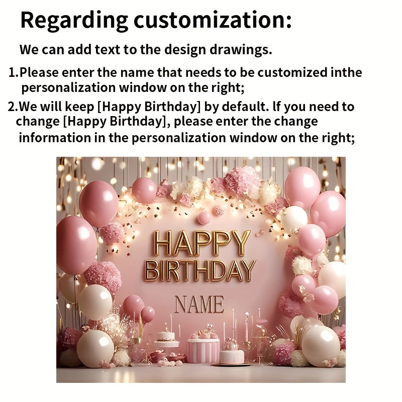 1pc Glittering Pink Princess Theme Birthday Party Banner with Flowers