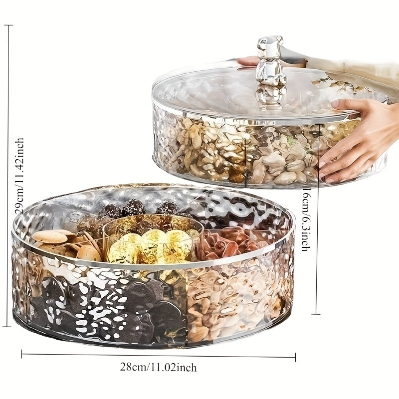 Double-layer design with two color choices. Premium Compartment Snack Tray".