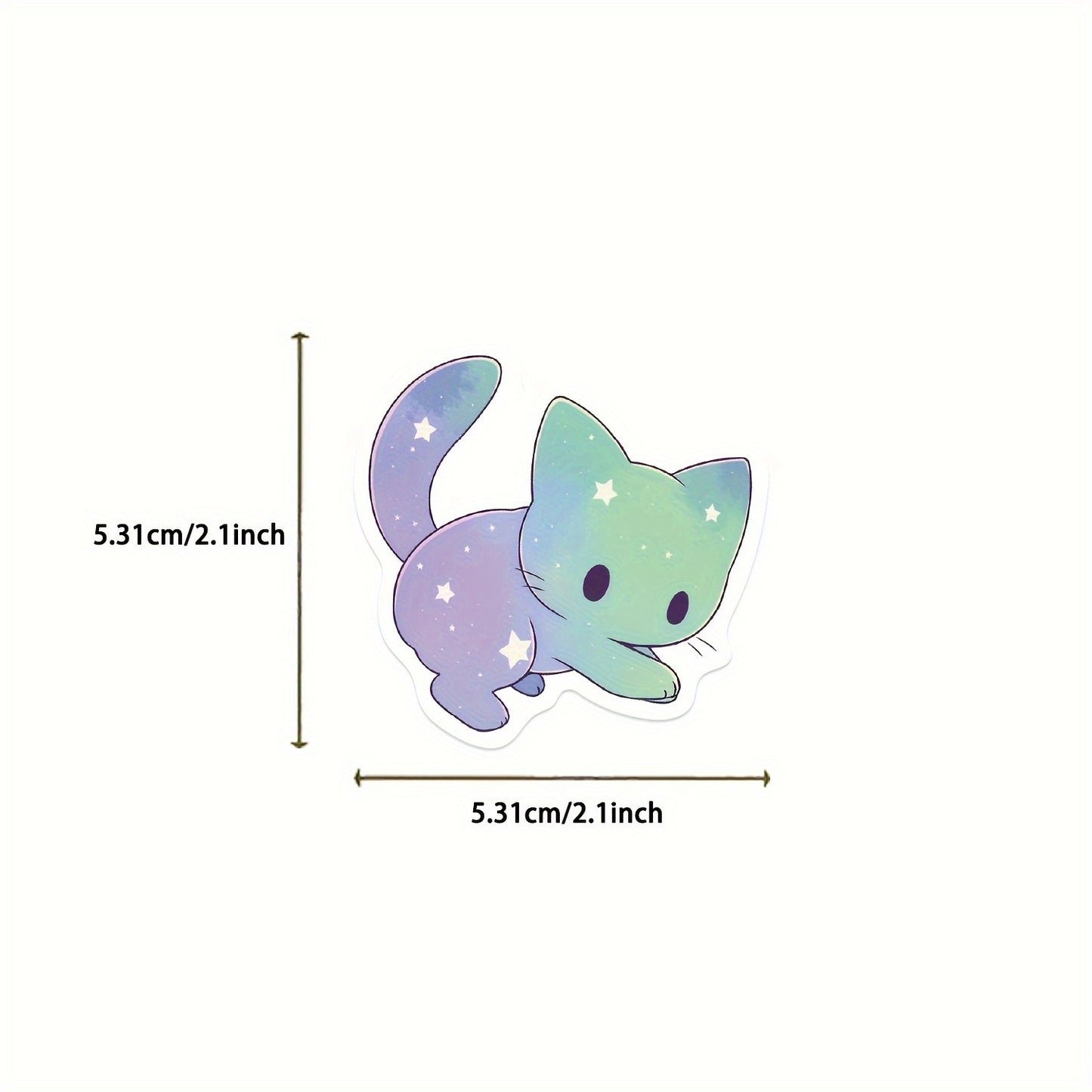 50pcs Vinyl Waterproof Colorful Starry Sky Cat Stickers for Scrapbook, Journaling, Laptop, Bumper, Skateboard, Water Bottles, Computer, Phone