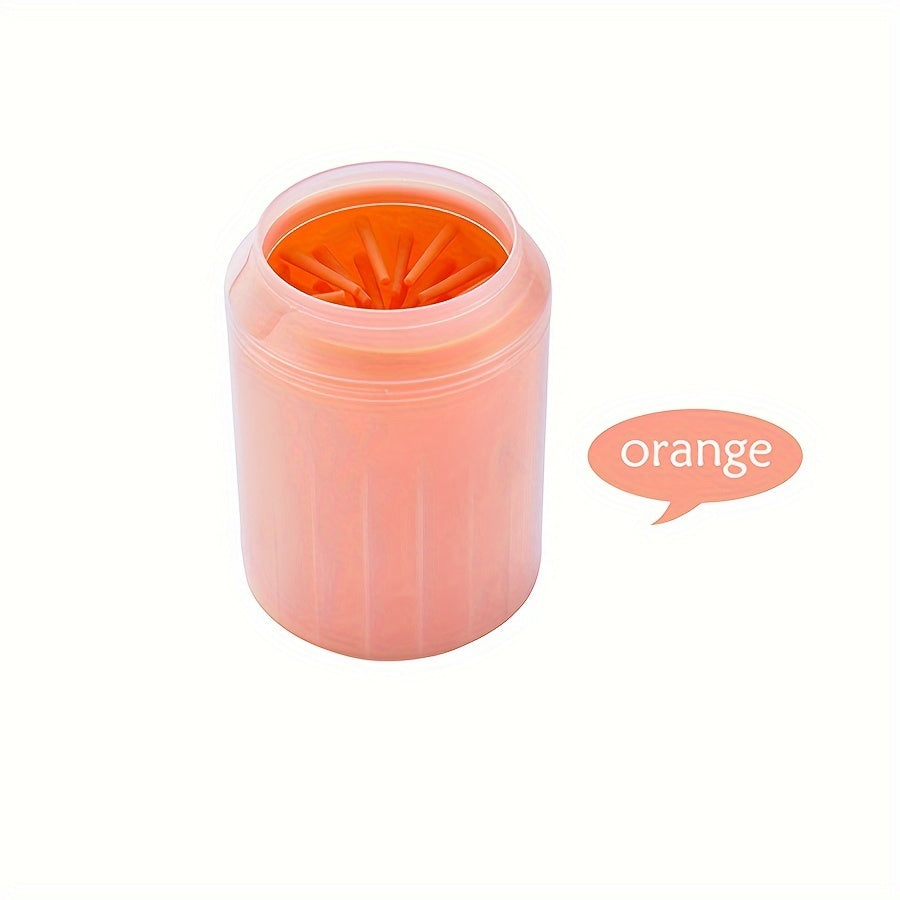 Blue & Yellow Automatic Pet Foot Washing Cup - Soft, Comfortable, and Durable Silicone for Easy Dog and Cat Paw Cleaning.