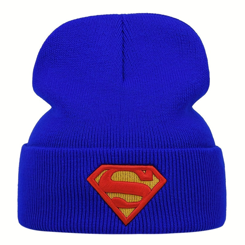 Warner Bros Batman & Superman Officially Licensed Embroidered Knit Hats - Black with Iconic Batman Logo & Superman Emblem, Winter Warmth for Comic Conventions, Outdoor Sports & Casual Attire - Unisex Adult & Youth Sizes (Offi