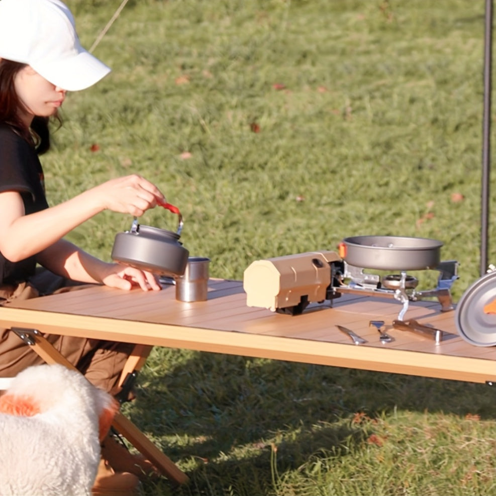 1pc WEST TUNE Portable Folding Camping Stove - Compact Outdoor Cooking Grill, Stainless Steel, Polished Finish, Ideal for BBQ, Fishing & Mountaineering, All-Season Use, Camping Cookware|Polished Finish|Stainless Steel Grate