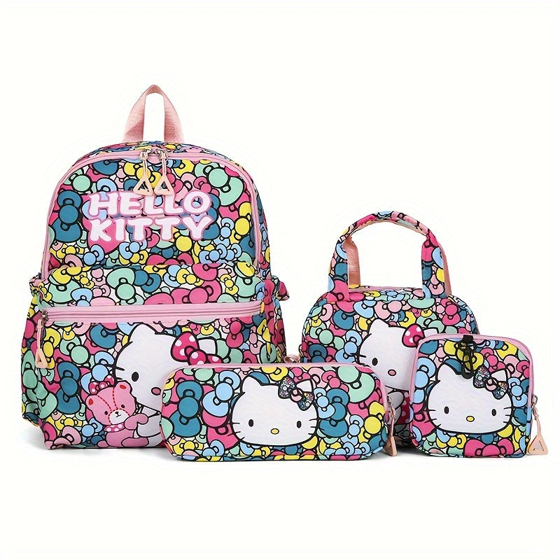 4pcs Sanrio Hello Kitty Backpack Set - Durable Nylon
