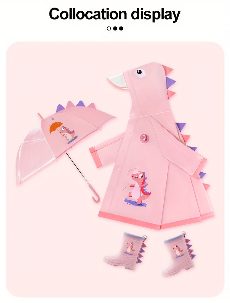 Kids' Soft and Comfortable Outdoor Thickened Raincoat for Boys and Girls -6 Years, Cute EVA Lightweight Rain Cape with 3D Tail Spikes