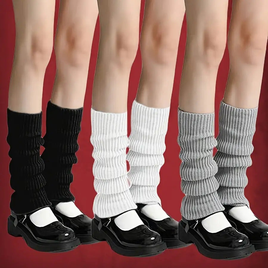 3 Pairs Women'S Ribbed Leg Warmers