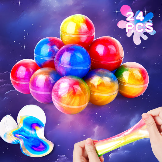 24pcs for Galaxy Slime Balls - Stretchy & Non-Sticky, Ideal for Classroom Rewards, Valentine's Day, Birthday Gifts, Easter Basket Fillers, Halloween & Christmas Stocking Stuffers - Multicolor