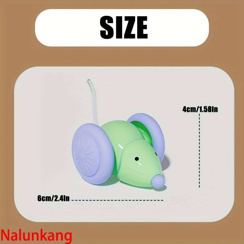 Nalunkang Automatic Cat Toy Car, USB Rechargeable, 3 Modes, Colorful LED Tail, Plastic, for Small Breeds, Interactive Pet Entertainment Vehicle, Interactive Pet Play | Vibrant LED Tail | Durable Plastic, Cat Car Toys