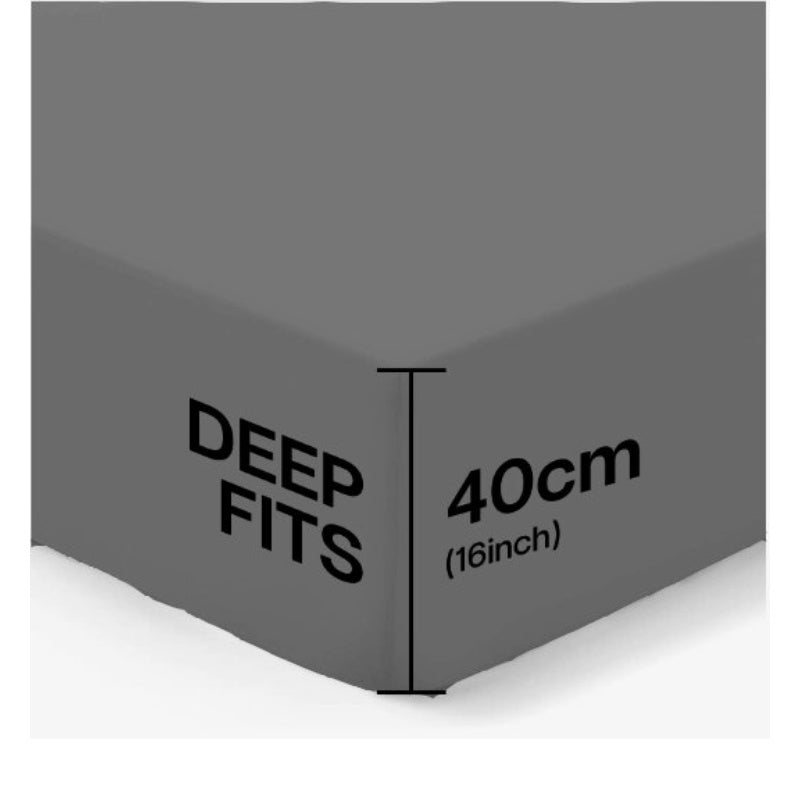 4B 40CM Extra Deep Fitted Sheets with All Around Elastic, Secure Fit for Thick & Pillow Top Mattresses,
