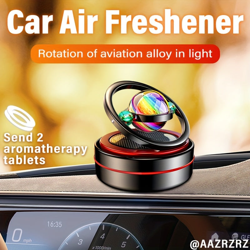 [Solar Power Car Diffuser] Rotating Solar Power Car Fragrance Diffuser, Essential Oil Diffuser, Car Decoration, Interior Accessories | Includes Two Aroma Pads As a Gift