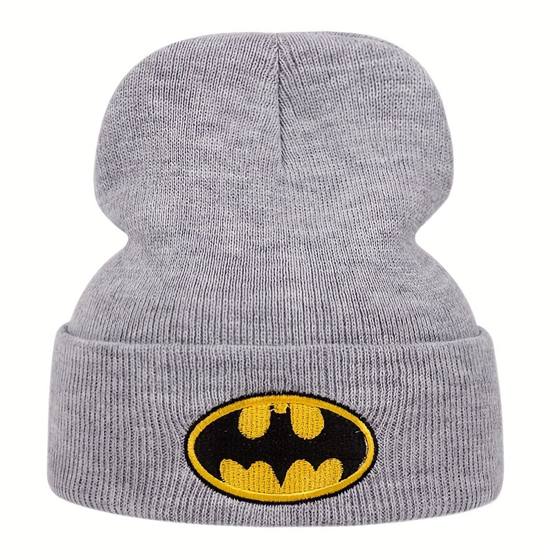 Warner Bros Batman & Superman Officially Licensed Embroidered Knit Hats - Black with Iconic Batman Logo & Superman Emblem, Winter Warmth for Comic Conventions, Outdoor Sports & Casual Attire - Unisex Adult & Youth Sizes (Offi