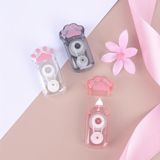 1pc Cat Claw Design Correction Tape, 6m Large Capacity, Transparent with Sequin Embellishments, Creative Mistake Correcting Essential, Ideal Gift for Friends, Plastic Material, No Battery Required