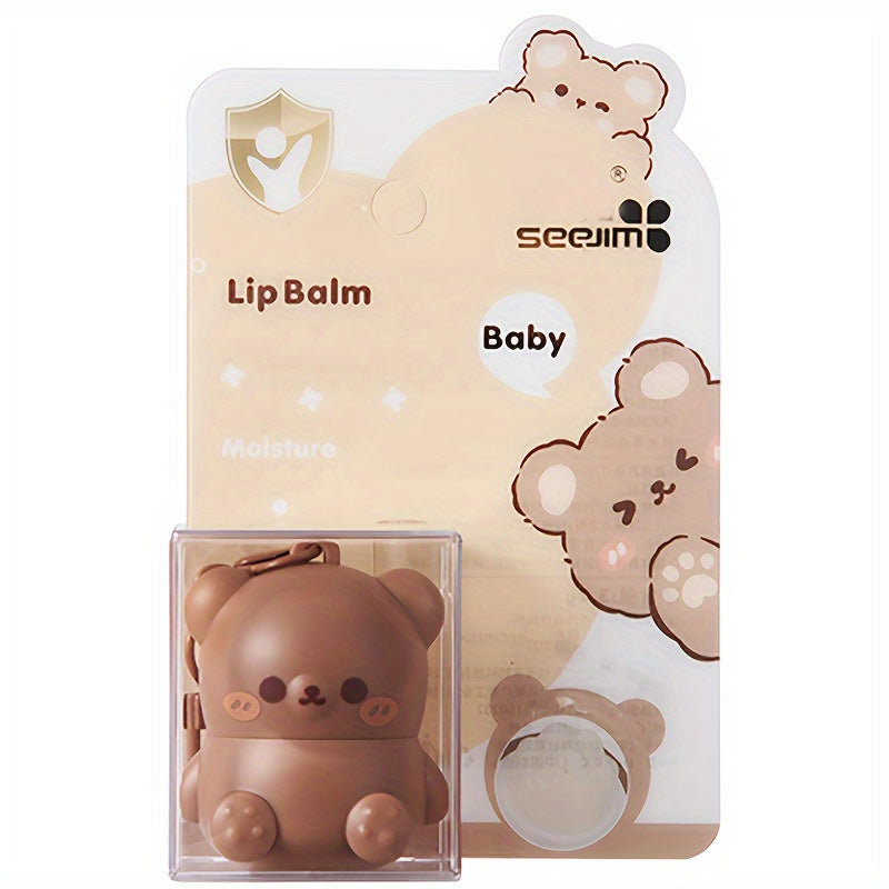 Hypoallergenic Lip Balm - Moisturizing, Soothing for Dry Lips | Cute Cartoon Bear Design, Glossy Finish, Unisex Adult