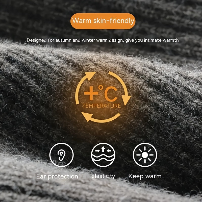 1pc Men's Thick Fleece-Lined Knit Beanie