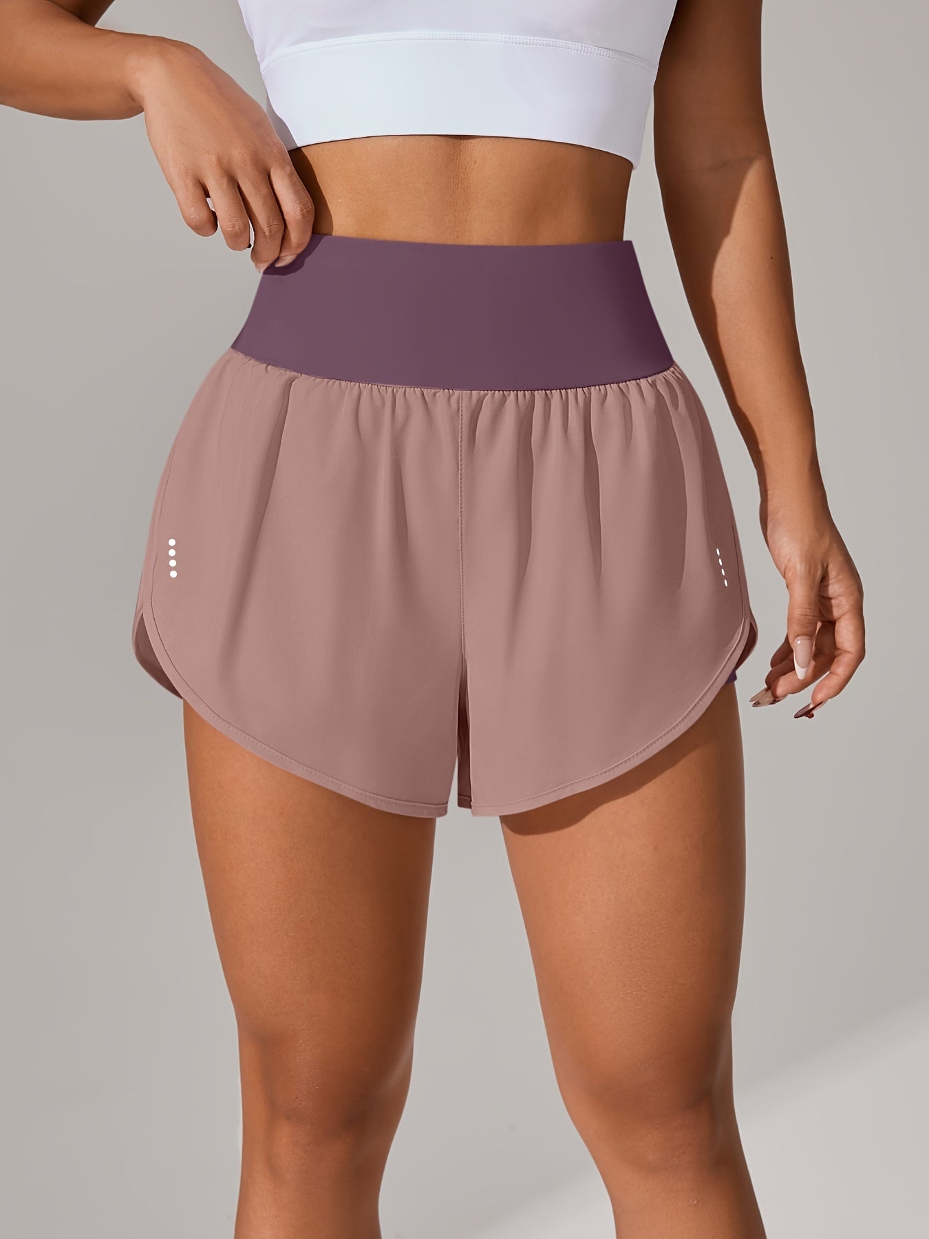 Light Blue High-Waisted Yoga Shorts with Ruffles