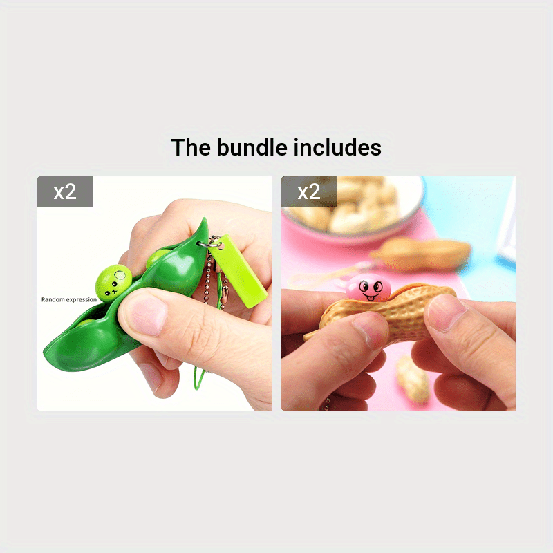 [Stress Fidget Toy] 1pc Anti Stress Fidget Toy | Kawaii Funny Beans Squeeze Decompression Toys Keychain For Child Adult | Halloween Christmas Gift