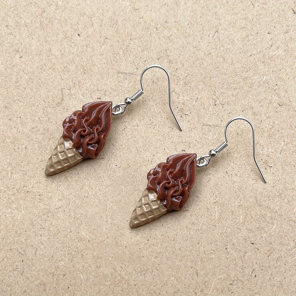 Imitation Ice Cream Resin Drop Dangle Earrings Food Design Accessories For Women Party Jewelry