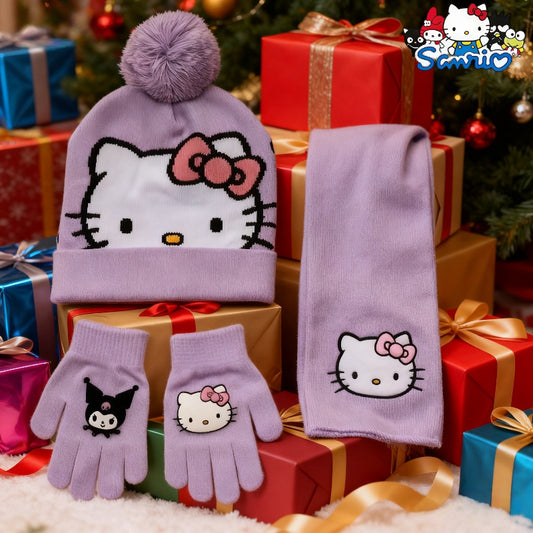 3pcs/set SANRIO Front Kitty Back for kitty Knit Hat