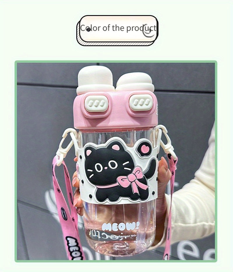Cute Cartoon Tumbler - Capybara & Puppy Design, Portable, BPA-Free, Large Capacity, Ideal for Sports & Outdoor, Adorable Bear Illustrations