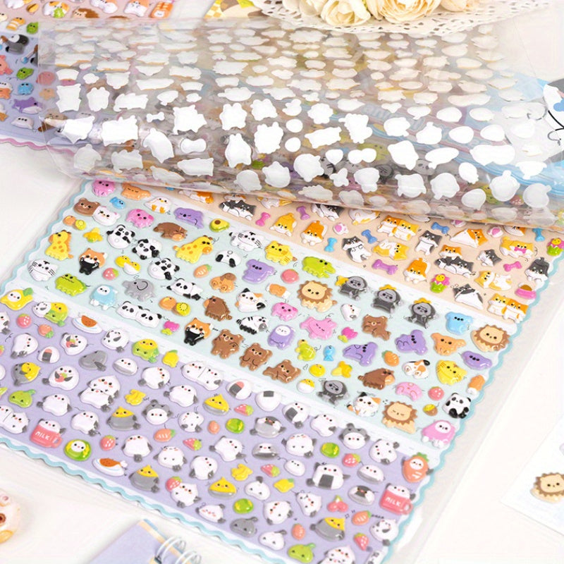 6-in-1 Cartoon Double Layer 3D Foam Stickers Cute Animal Stickers Reward Stickers Creative Craft Decoration