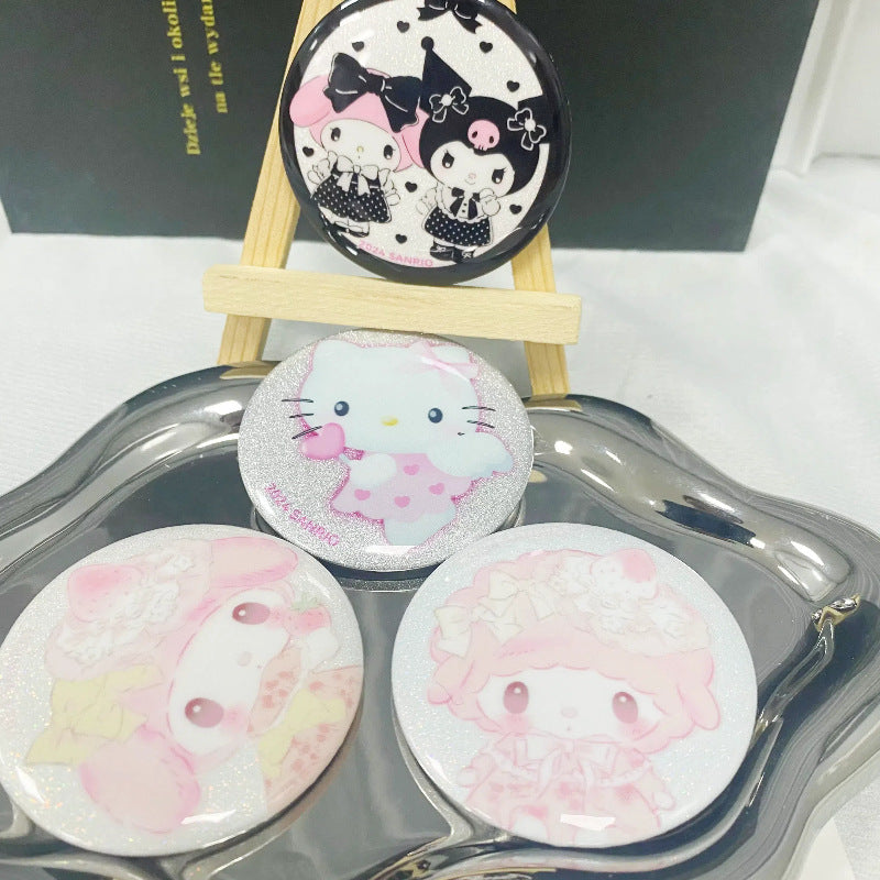 1 Sanrio badge, cute shiny pink Hello Kitty badge, charm melody badge decoration, practical clothes and schoolbag decoration, perfect birthday and holiday gifts