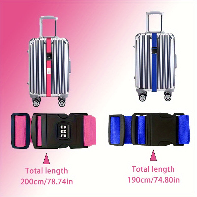 2-Pack Adjustable Luggage Straps with TSA Combination Lock, Push Lock Closure & Removable ID Window – Durable Nylon Anti-Theft Travel Accessories for Secure and Easy Luggage Identification, Sleek Strap Design