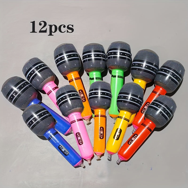 [12pcs Inflatable Microphone] 12pcs Inflatable Microphone Covers | Modern Style, No Electricity Required, No Feathers | for Christmas, Halloween, Hanukkah, Thanksgiving, Birthday Party and Music Festival Celebrations