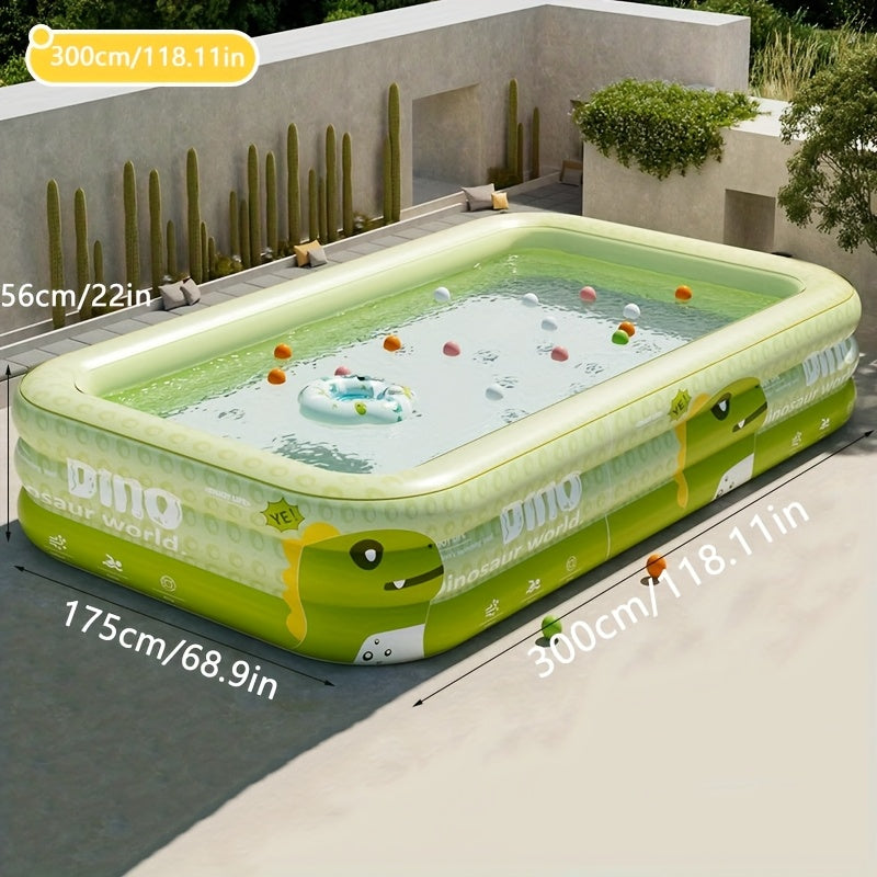 Large Dinosaur-Themed Inflatable Pool with Playground Features - Durable PVC, Foldable & Portable, Ideal for Family Water Play & Yard Pool Parties, Outdoor Water Play|Dinosaur Theme Pool|PVC Inflatable Pool