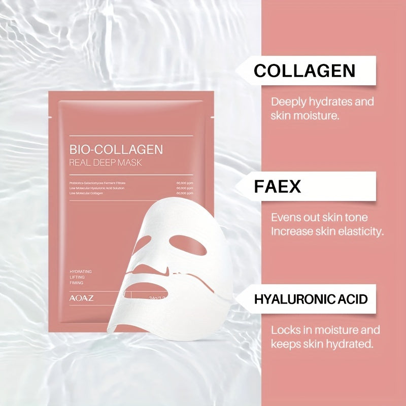 4pcs Bio-Collagen Real Deep Mask Pack Hydrating & Firming Facial .