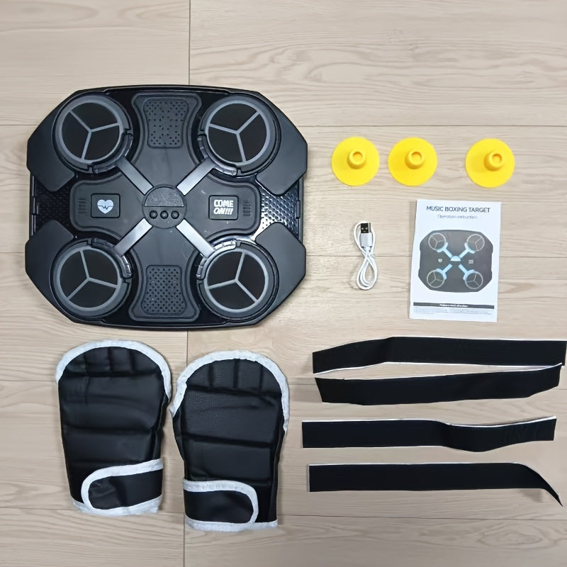 Interactive Boxing Training Mat with Lights & Sounds, Adjustable Speed, Includes Gloves, Wall Mount with Suction Cup, USB Powered, ABS Material, Relax Toy for Youngsters, Perfect Gift for Holidays