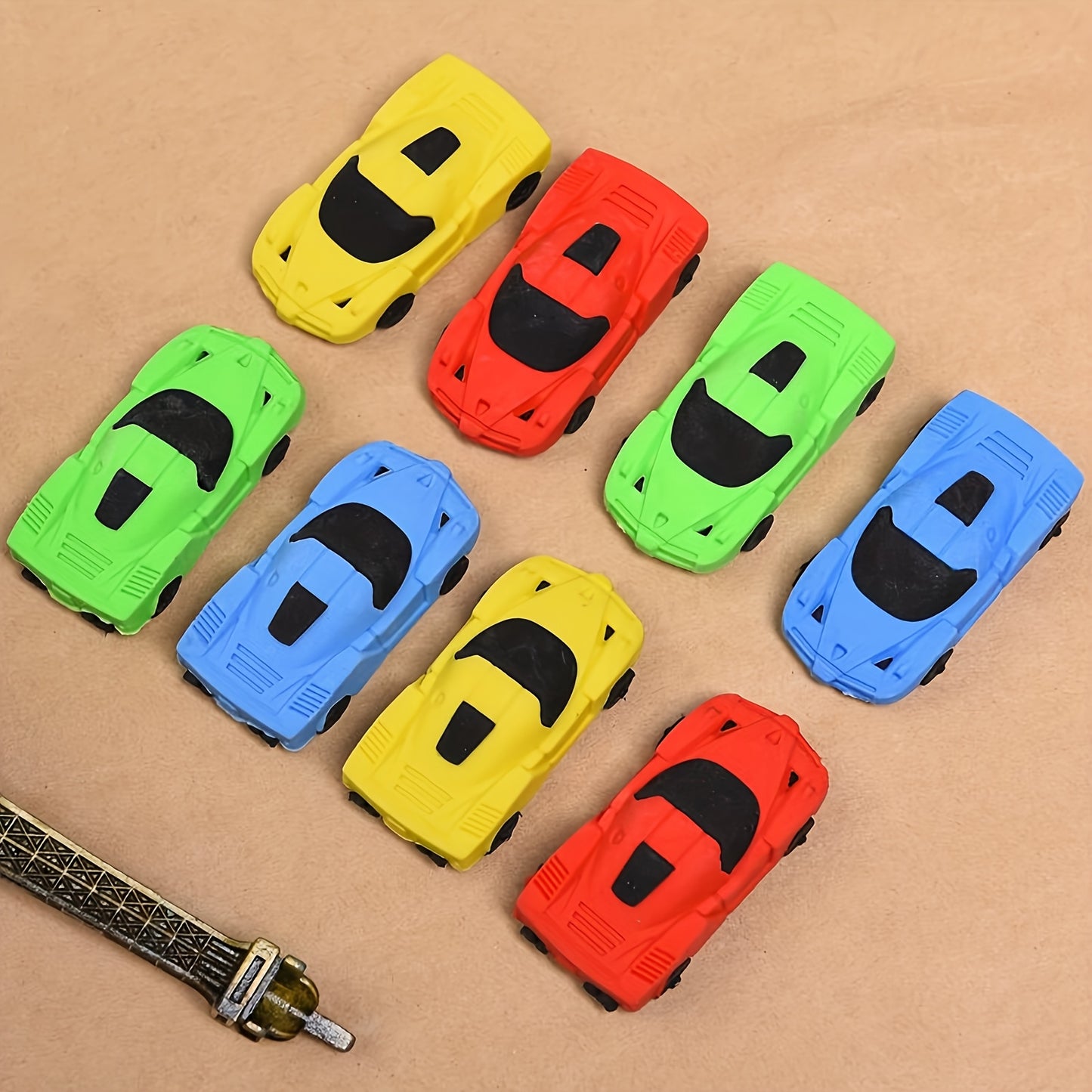 [4pcs Mini Racing Car Erasers] 4pcs Vibrant Mini Racing Car Erasers | Synthetic Rubber Pencil Erasers for Home, School, Classroom Rewards, Prizes, Gifts, and Fun Stationery, School Supplies | Quality Craftsmanship