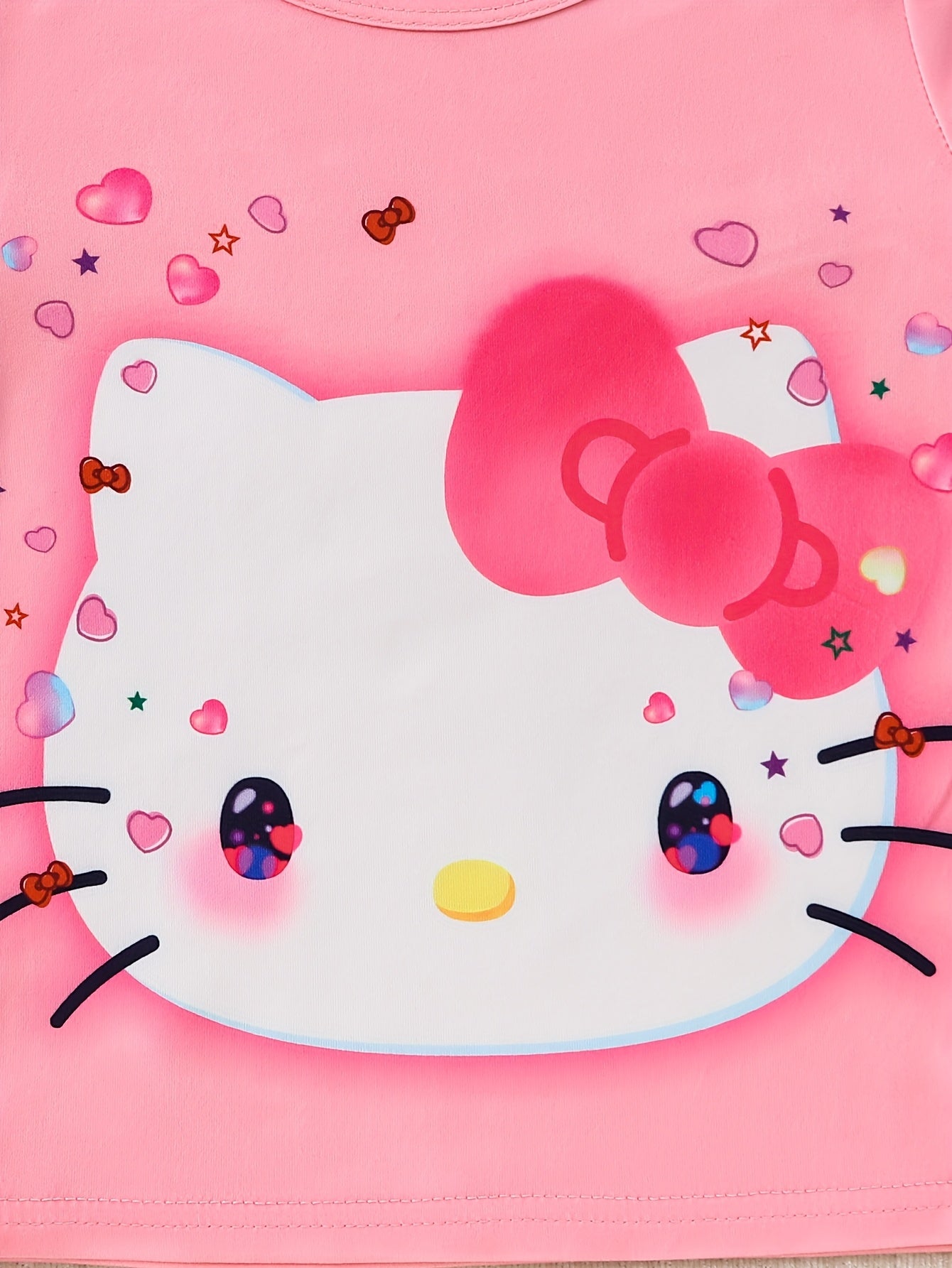 Sanrio for hello kitty Girls' Pajama Set - Cute Cartoon Print Long Sleeve Top & Full Print Slim Fit Pants, Soft Stretchy Fabric, Round Neck, Spring/Fall Gift for Kids, for Hello Kitty Pajamas, Kids Sleepwear, Playful Kids Att