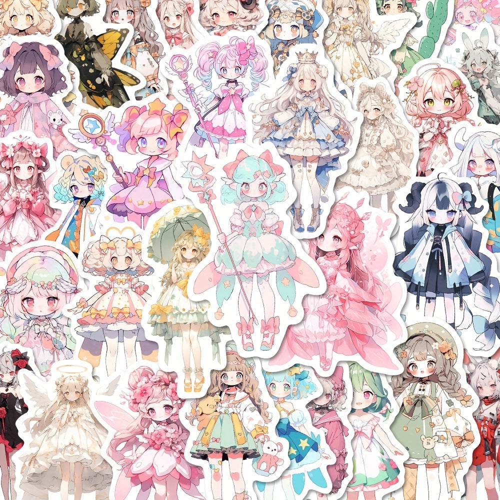 100pcs Reusable Vinyl Anime Character Stickers, Herringbone Pattern, Self-Adhesive Decals for Phone Case, Notebook, Laptop, Water Bottles, Guitar, Plastic Surfaces, with for Ages 14+