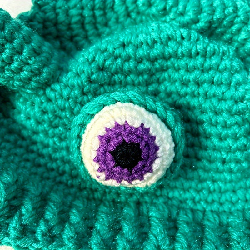 Novelty Handmade Crochet Knit Beanie, Funky Style Acrylic 100% No Brim Colorful Knit Fabric Hat, Unique Quirky Design for Casual Wear