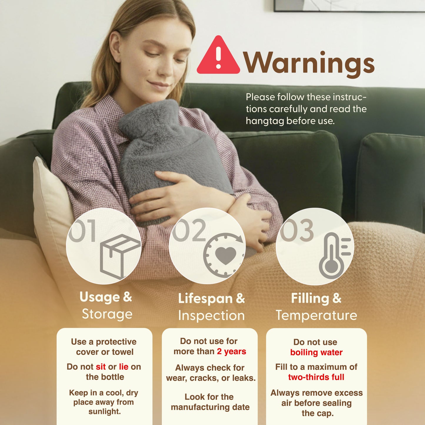 Cosy Hot Water Bottle with Plush Cover